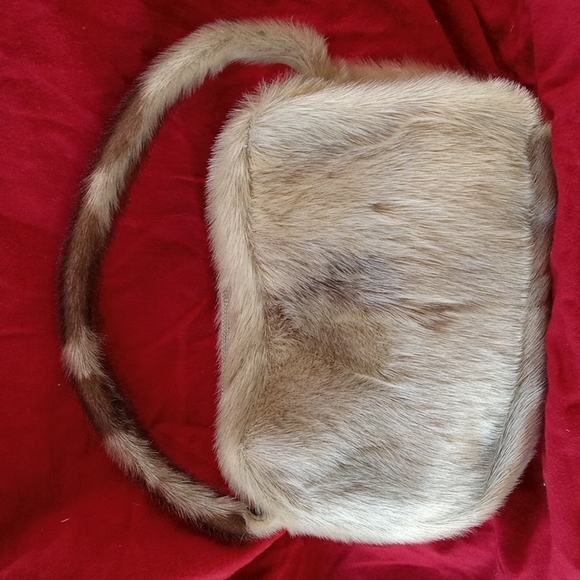 Vintage Purse natural fur shoulder Bag - Picture 6 of 13